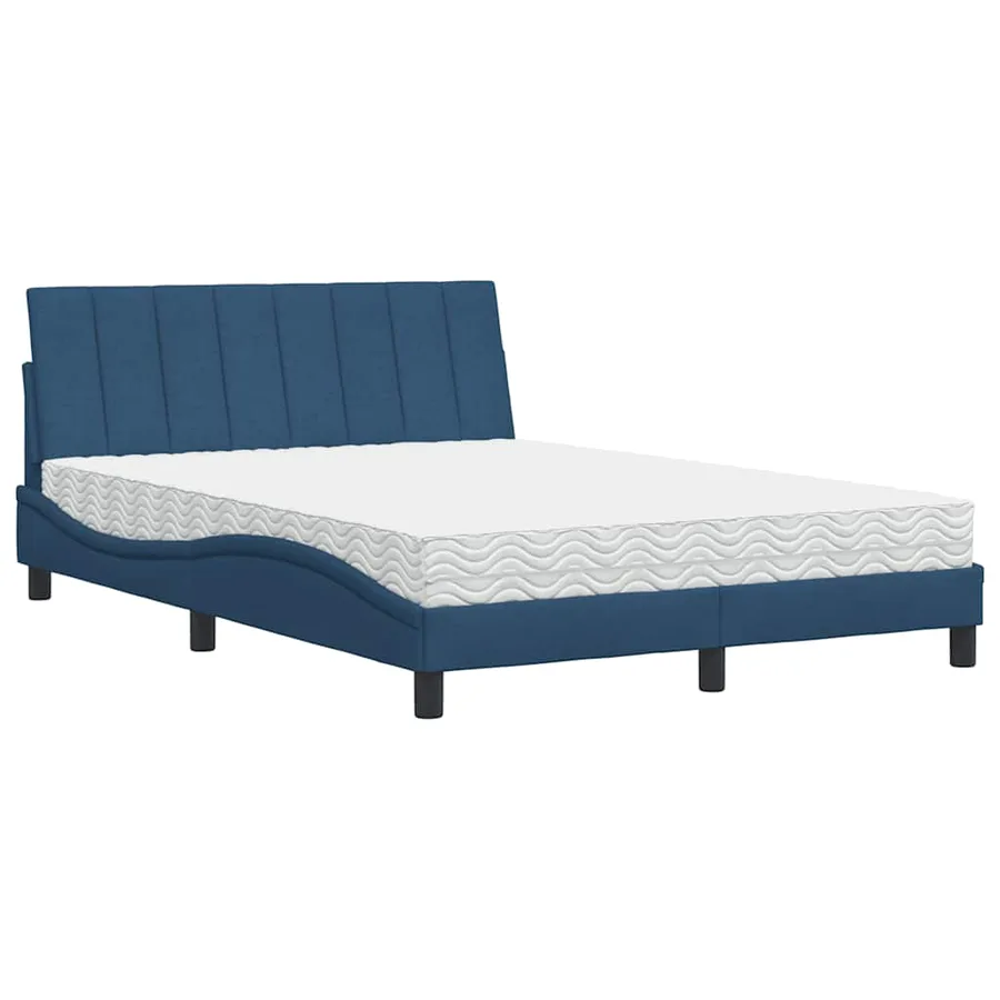 Lit avec matelas Hanko bleu 140x190 cm tissu - 2