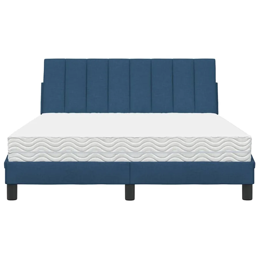 Lit avec matelas Hanko bleu 140x190 cm tissu - 5