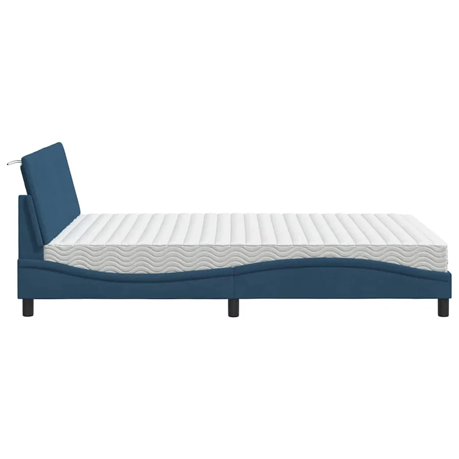 Lit avec matelas Hanko bleu 140x190 cm tissu - 6