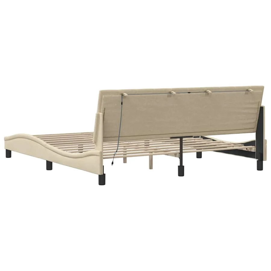 Cadre de lit sans matelas Hanko crème 180x200 cm tissu - 10