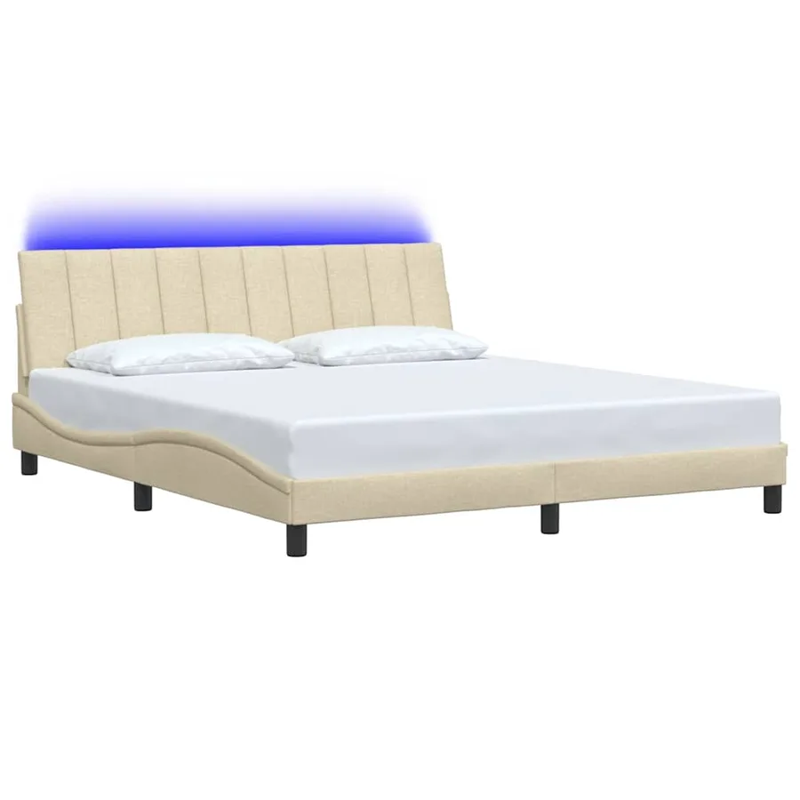 Cadre de lit sans matelas Hanko crème 180x200 cm tissu - 3
