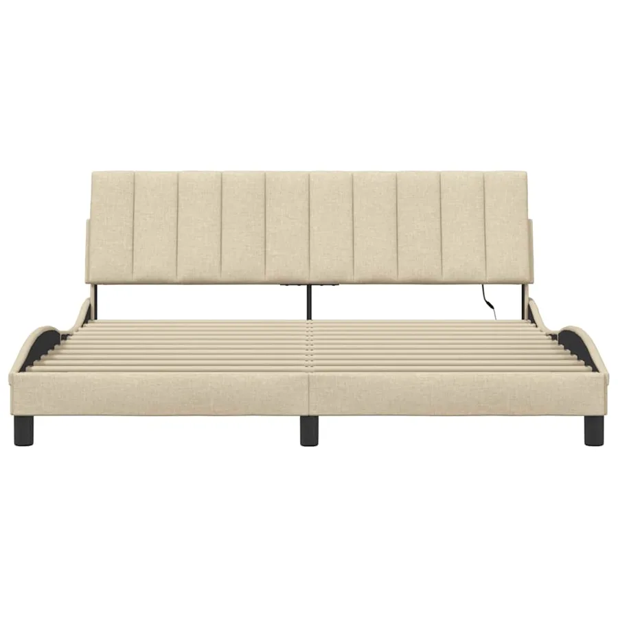 Cadre de lit sans matelas Hanko crème 180x200 cm tissu - 6