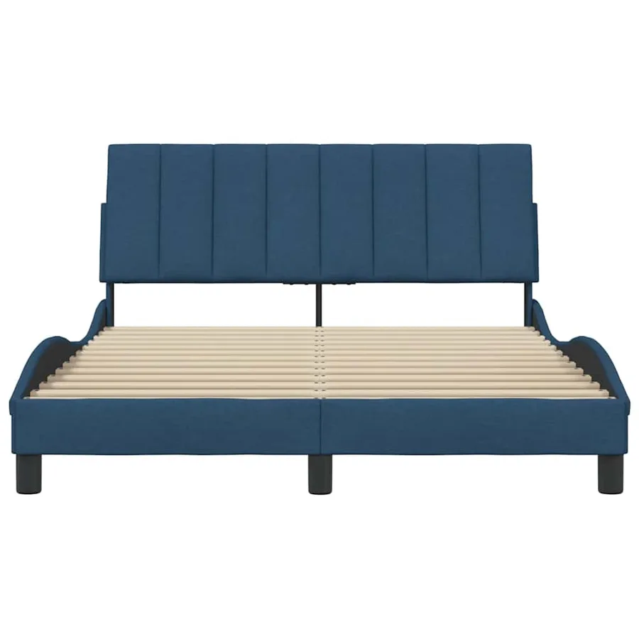 Cadre de lit sans matelas Hanko bleu 140x190 cm tissu - 4