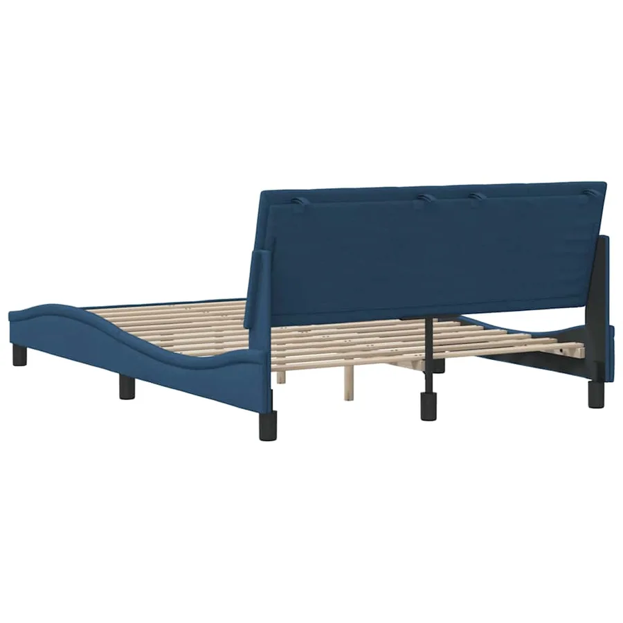 Cadre de lit sans matelas Hanko bleu 140x190 cm tissu - 9