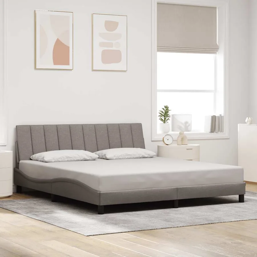 Cadre de lit sans matelas Hanko taupe 180x200 cm tissu