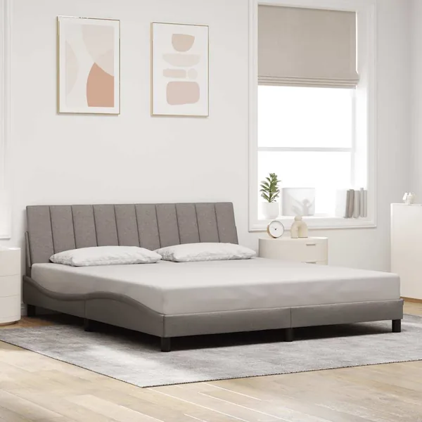 Cadre de lit sans matelas Hanko taupe 180x200 cm tissu