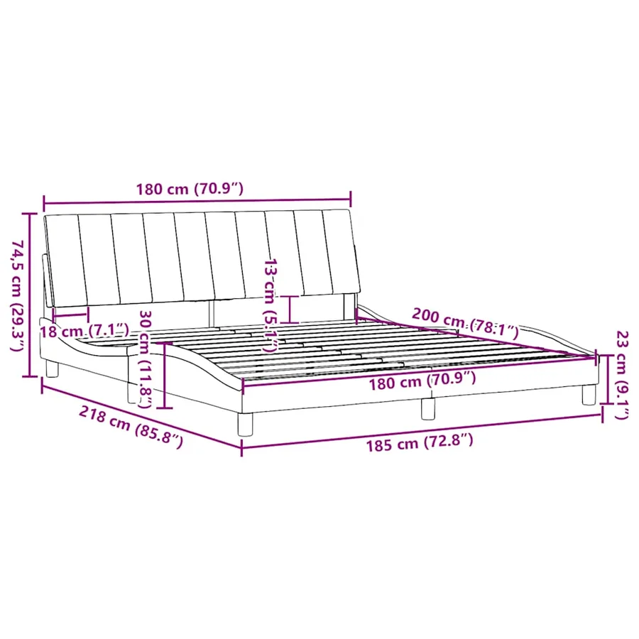 Cadre de lit sans matelas Hanko taupe 180x200 cm tissu - 13