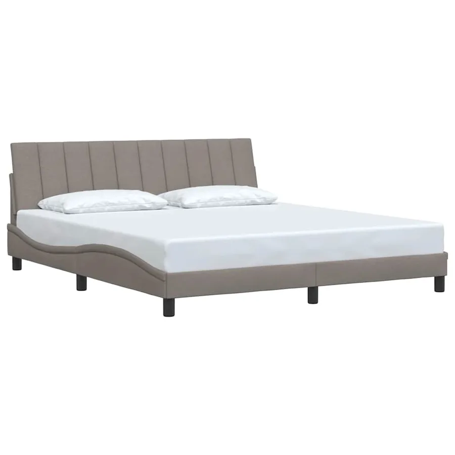 Cadre de lit sans matelas Hanko taupe 180x200 cm tissu - 3