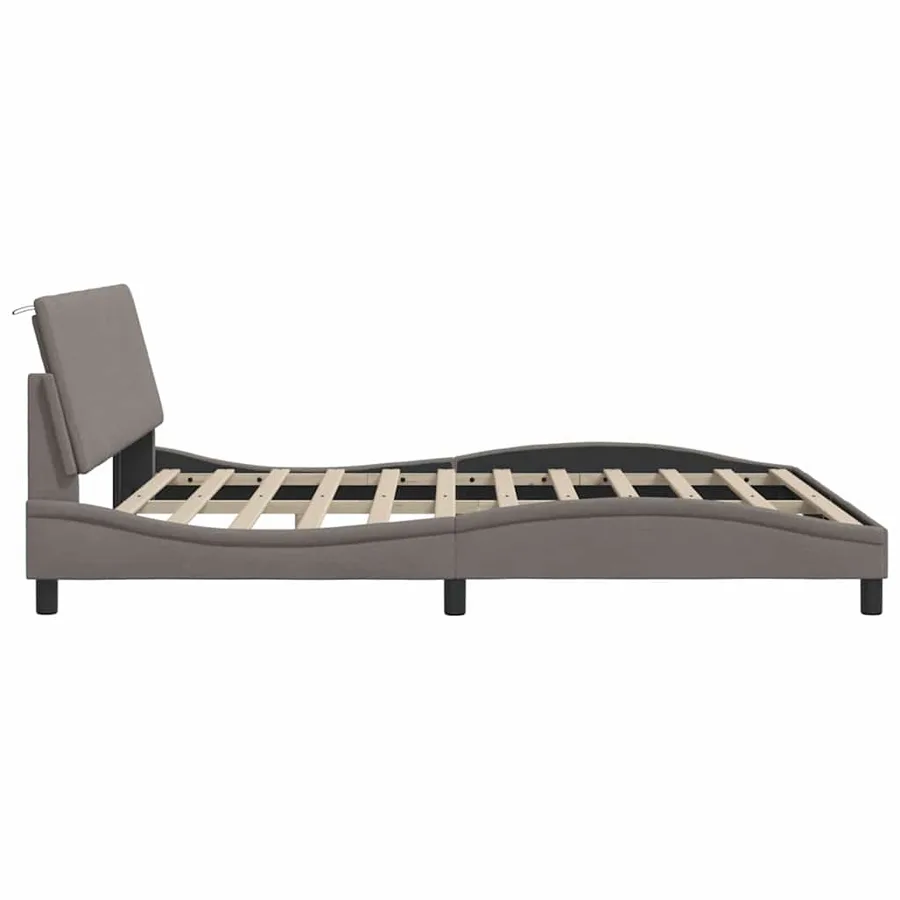 Cadre de lit sans matelas Hanko taupe 180x200 cm tissu - 8