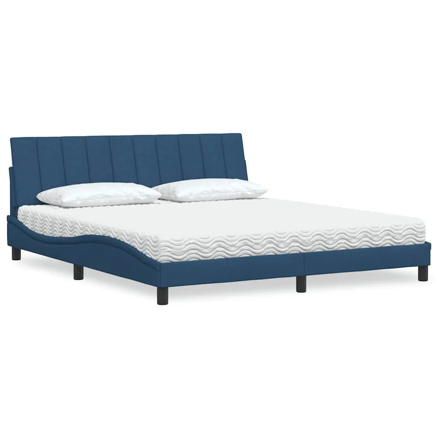 Lit avec matelas Hanko bleu 180x200 cm tissu