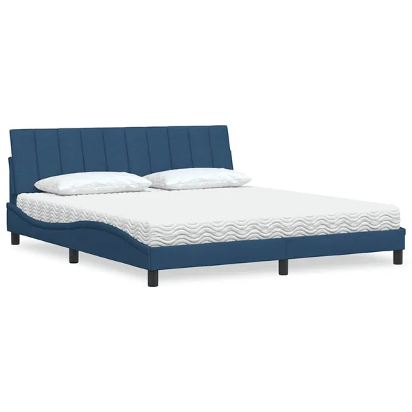 Lit avec matelas Hanko bleu 180x200 cm tissu