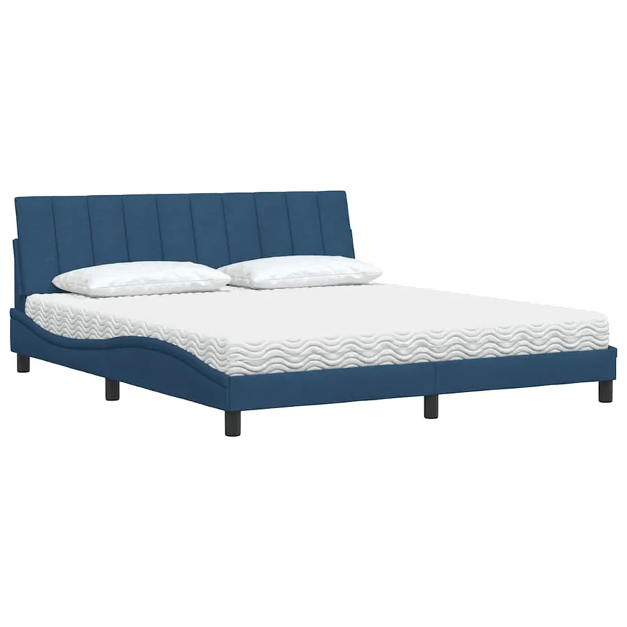 Lit avec matelas Hanko bleu 180x200 cm tissu - 4