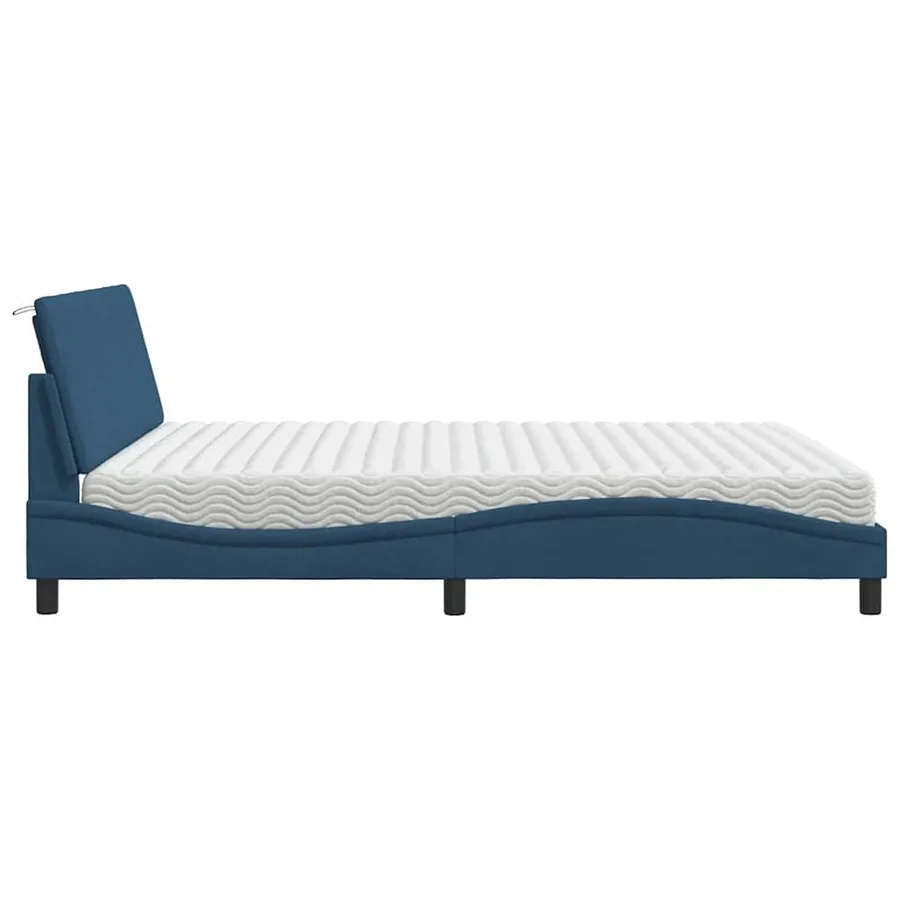 Lit avec matelas Hanko bleu 180x200 cm tissu - 6