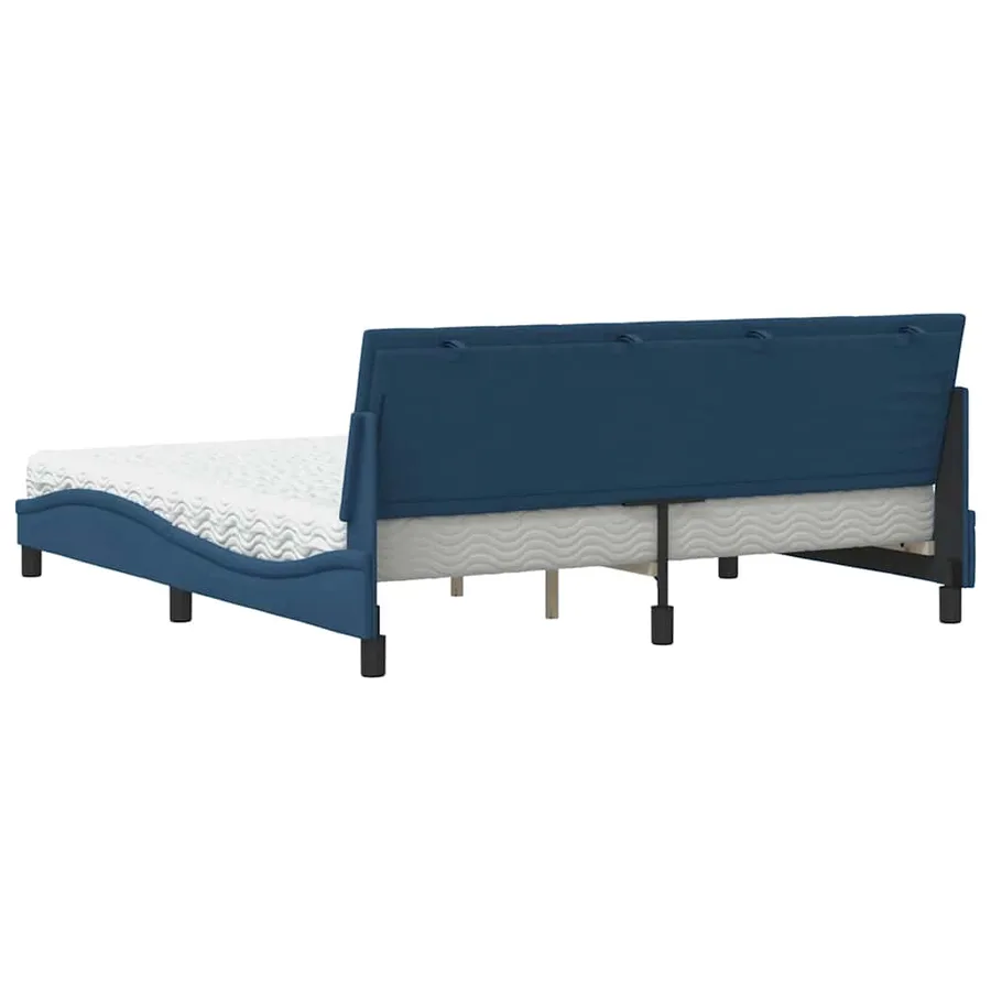 Lit avec matelas Hanko bleu 180x200 cm tissu - 7
