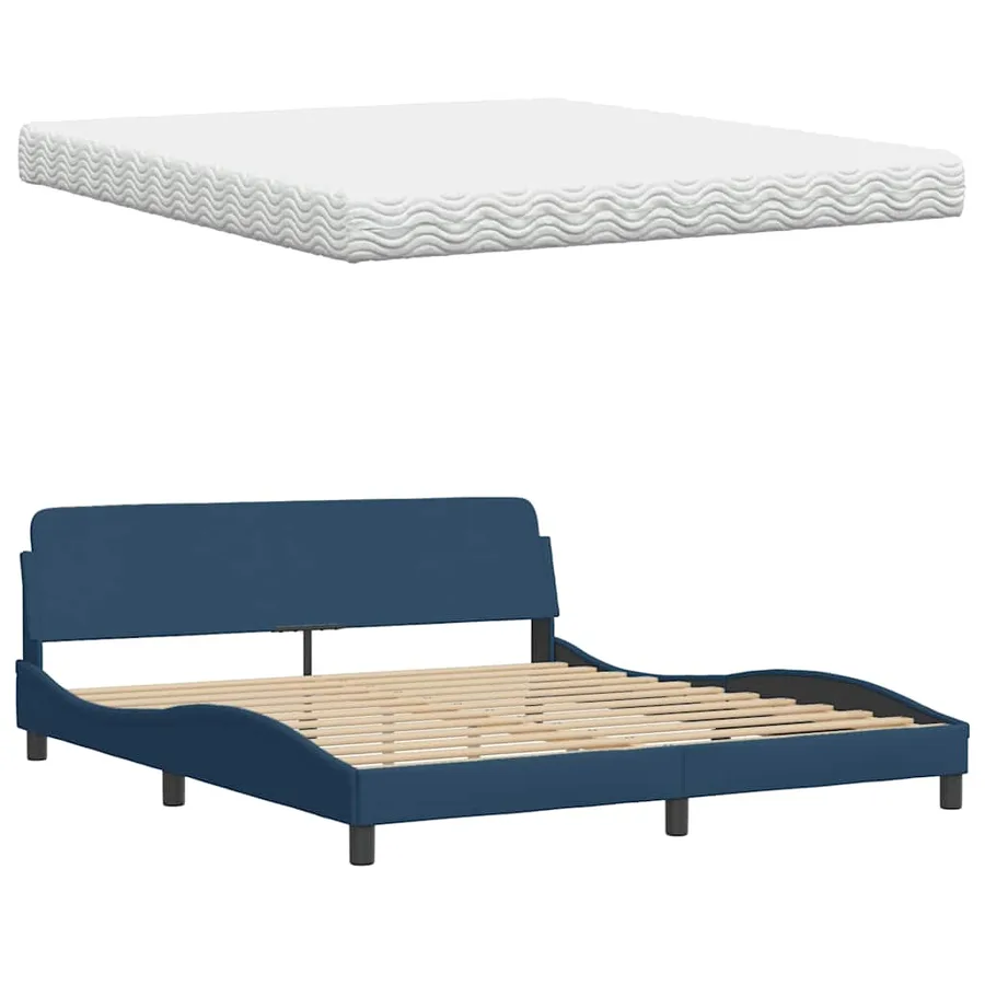 Lit avec matelas Hanko bleu 180x200 cm tissu - 8