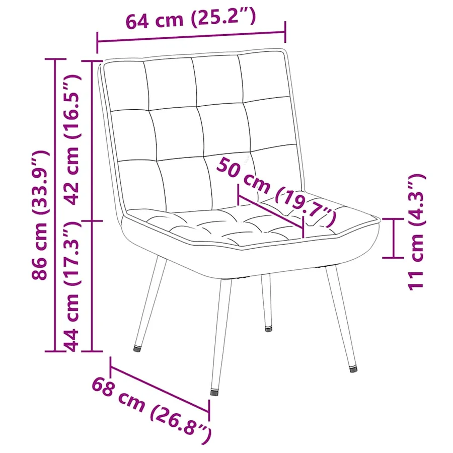 Chaise de relaxation noir 64x74x84 cm velours - 10