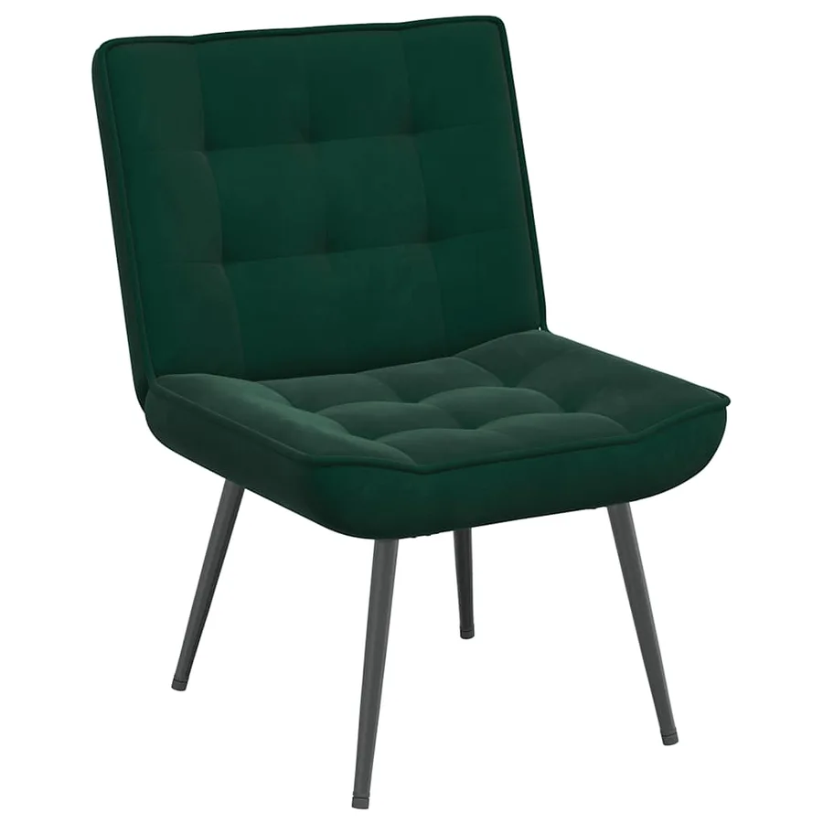 Chaise de relaxation avec tabouret Vert foncé Velours - 4