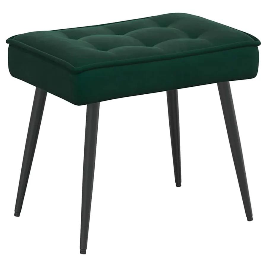Chaise de relaxation avec tabouret Vert foncé Velours - 5