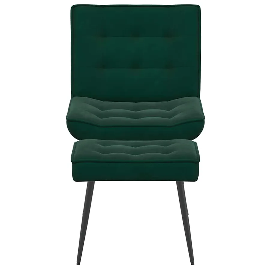 Chaise de relaxation avec tabouret Vert foncé Velours - 6