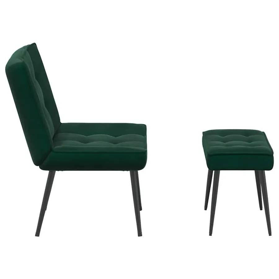 Chaise de relaxation avec tabouret Vert foncé Velours - 7