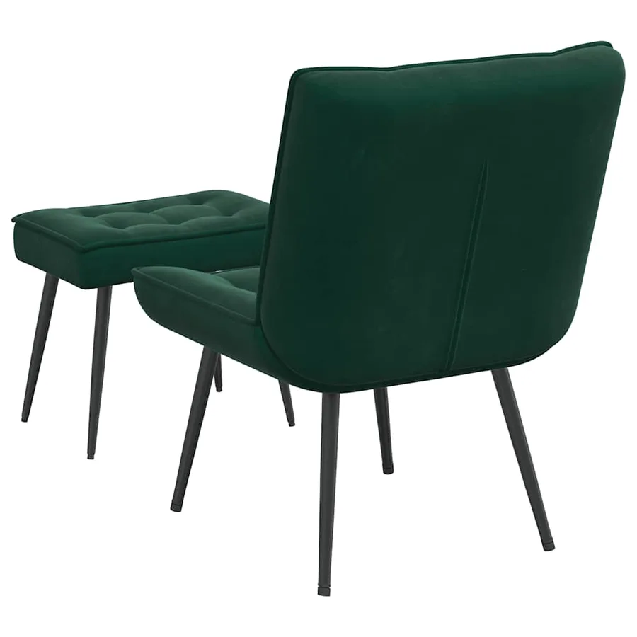 Chaise de relaxation avec tabouret Vert foncé Velours - 8