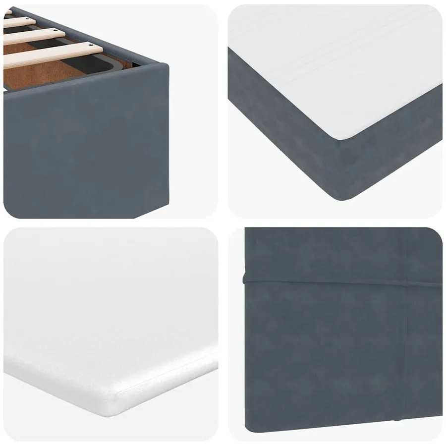 Cadre de lit ottoman avec matelas gris foncé 180x200cm velours - 14