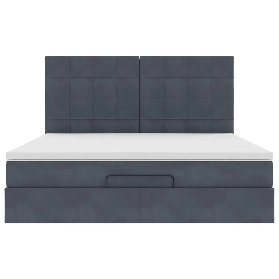 Cadre de lit ottoman avec matelas gris foncé 180x200cm velours - 7