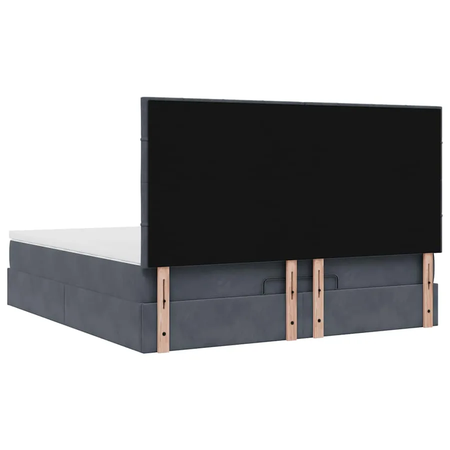 Cadre de lit ottoman avec matelas gris foncé 180x200cm velours - 9