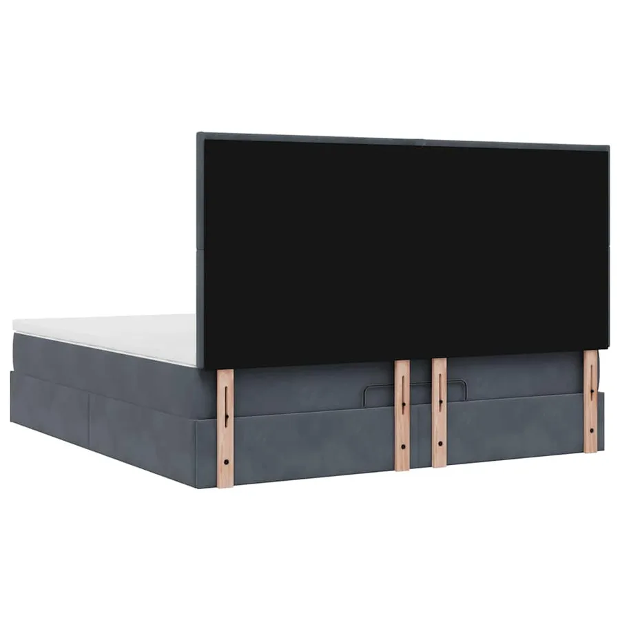 Cadre de lit ottoman avec matelas gris foncé 180x200cm velours - 10