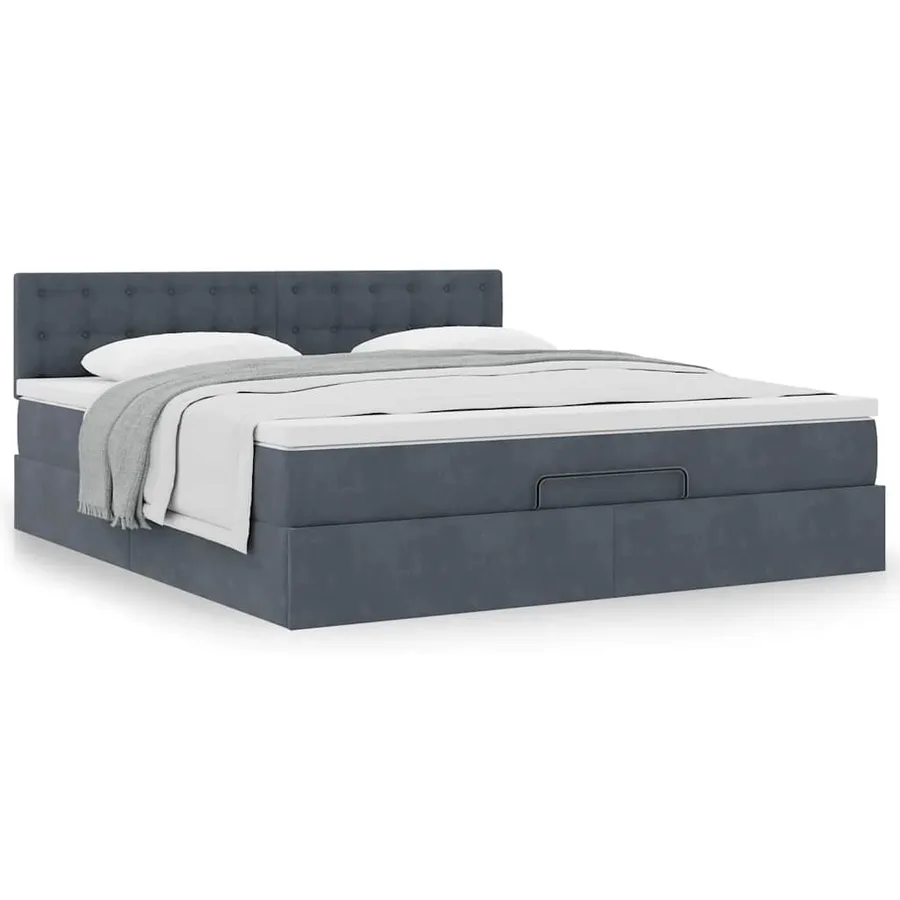 Cadre de lit ottoman avec matelas gris foncé 180x200 cm velours - 4
