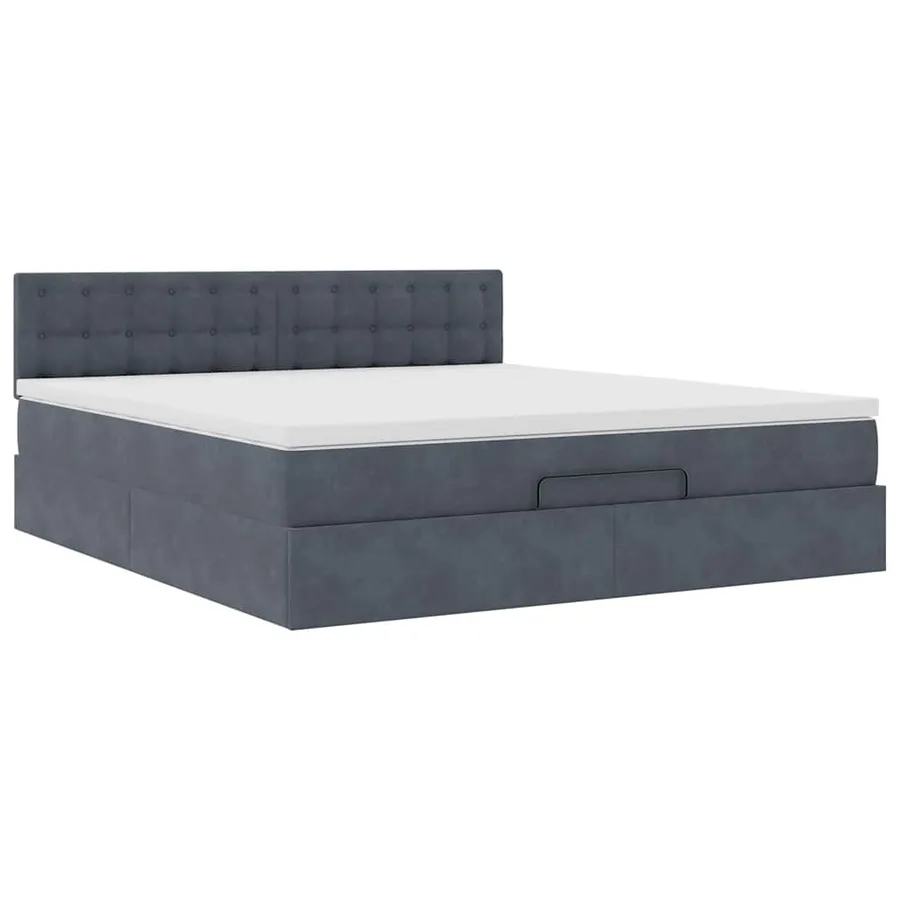 Cadre de lit ottoman avec matelas gris foncé 180x200 cm velours - 6
