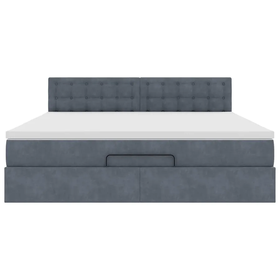 Cadre de lit ottoman avec matelas gris foncé 180x200 cm velours - 7