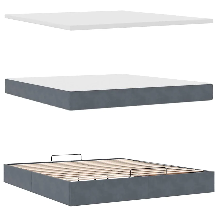 Cadre de lit ottoman avec matelas gris foncé 180x200 cm velours - 8