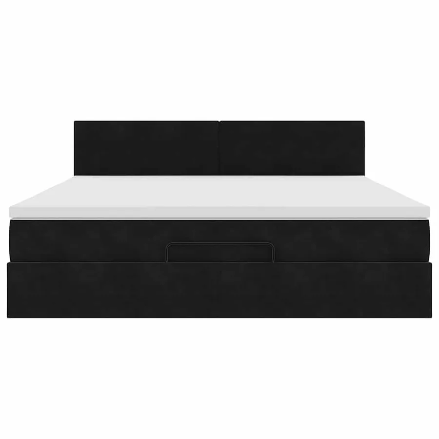 Cadre de lit ottoman avec matelas noir 180x200 cm velours - 6