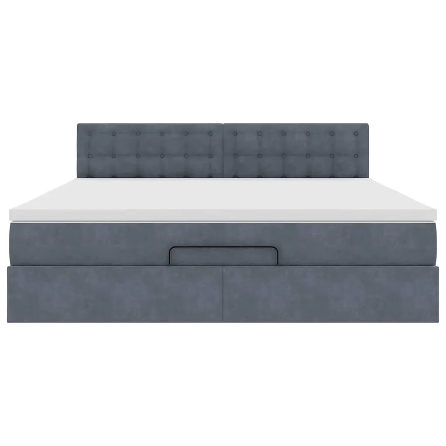 Cadre de lit ottoman avec matelas gris foncé 180x200 cm velours - 8