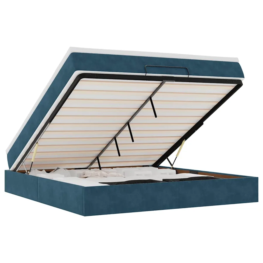 Cadre de lit ottoman avec matelas bleu foncé 180x200 cm velours - 2