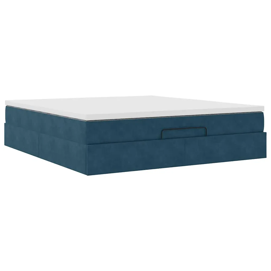 Cadre de lit ottoman avec matelas bleu foncé 180x200 cm velours - 6