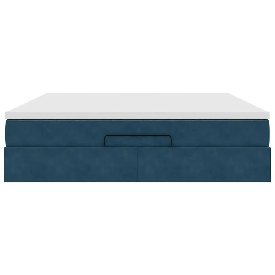 Cadre de lit ottoman avec matelas bleu foncé 180x200 cm velours - 7