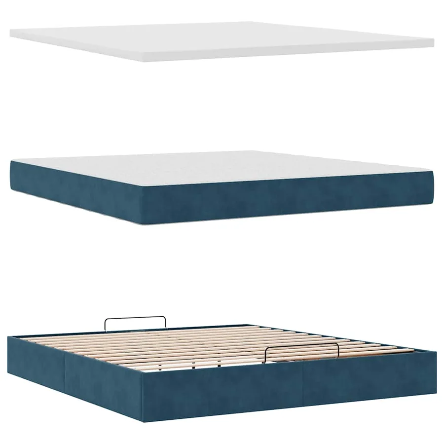 Cadre de lit ottoman avec matelas bleu foncé 180x200 cm velours - 8