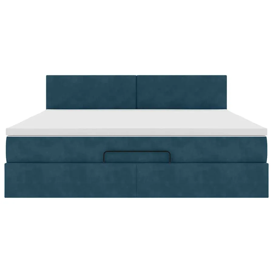Cadre de lit ottoman avec matelas bleu foncé 180x200 cm velours - 7