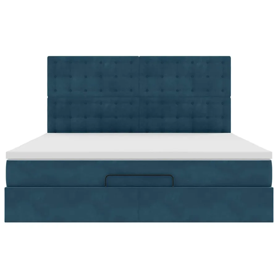 Cadre de lit ottoman avec matelas bleu foncé 180x200 cm velours - 7