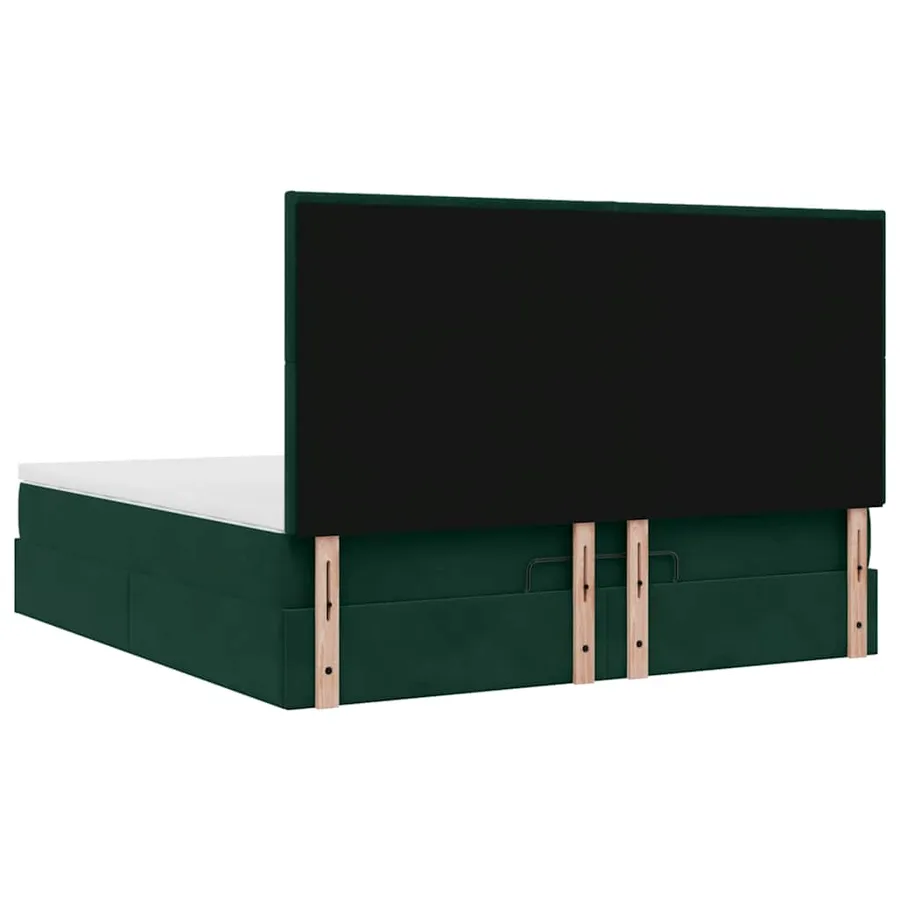 Cadre de lit ottoman avec matelas vert foncé 180x200cm velours - 10