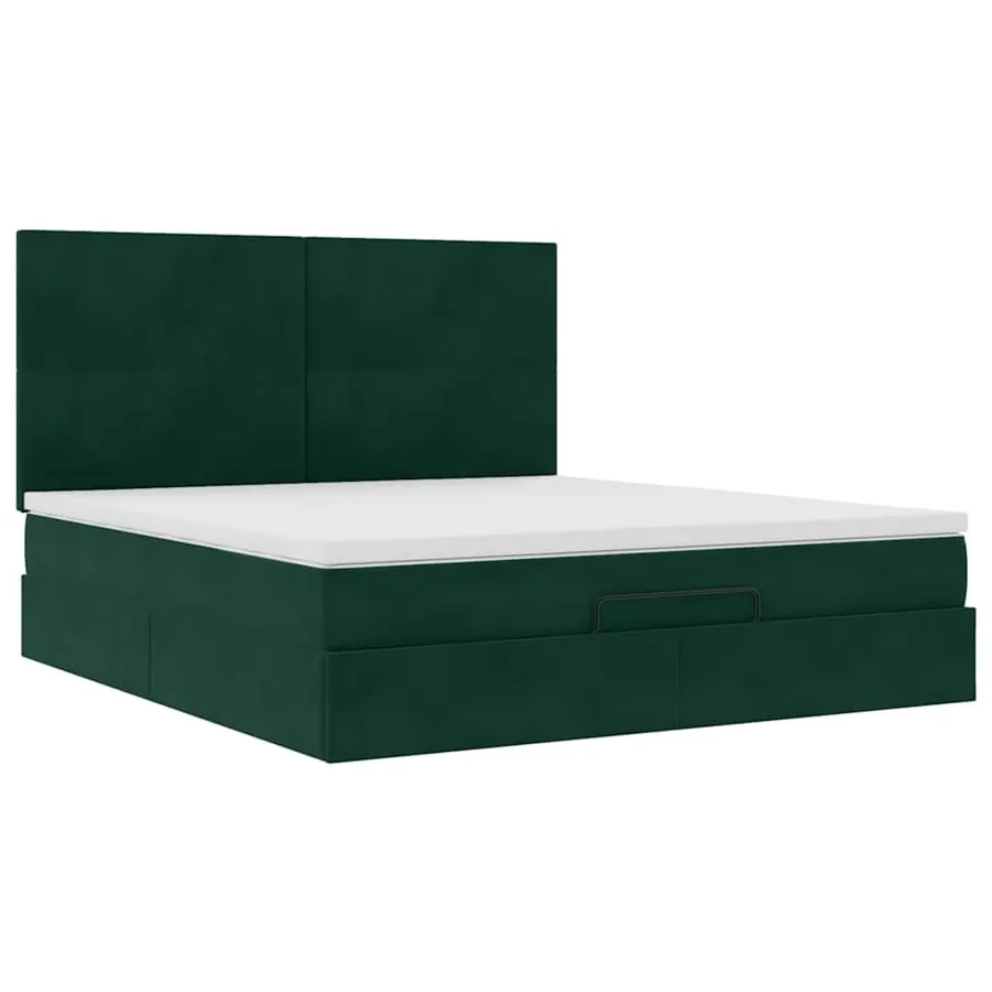 Cadre de lit ottoman avec matelas vert foncé 180x200cm velours - 7