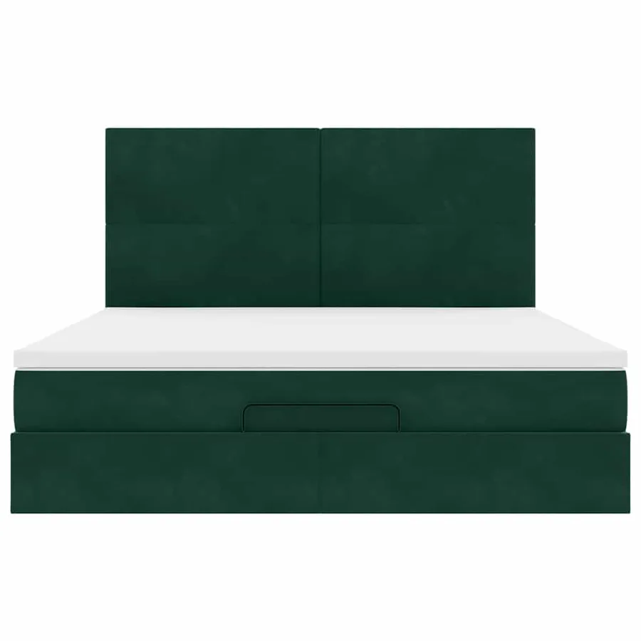 Cadre de lit ottoman avec matelas vert foncé 180x200cm velours - 8