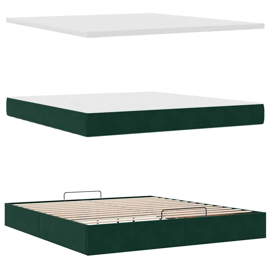 Cadre de lit ottoman avec matelas vert foncé 180x200 cm velours - 8