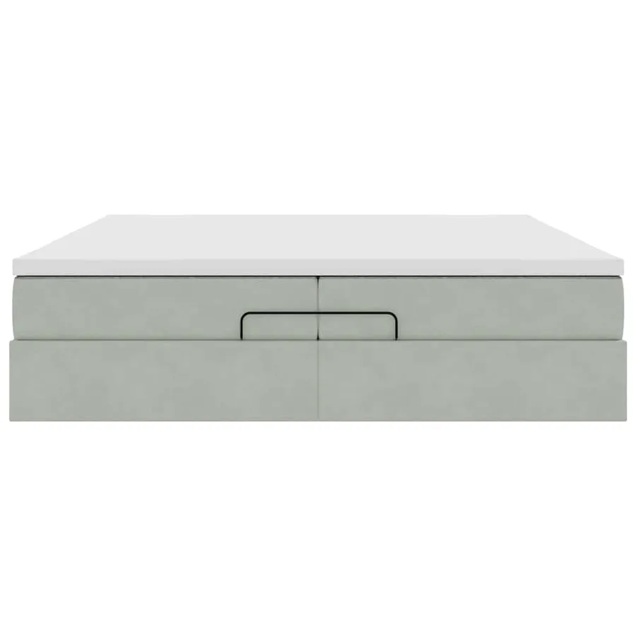 Cadre de lit ottoman avec matelas gris clair 200x200 cm velours - 7