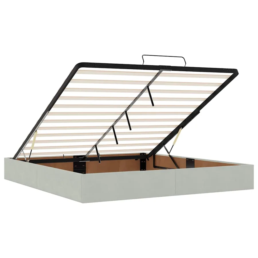 Cadre de lit ottoman avec matelas gris clair 200x200 cm velours - 12