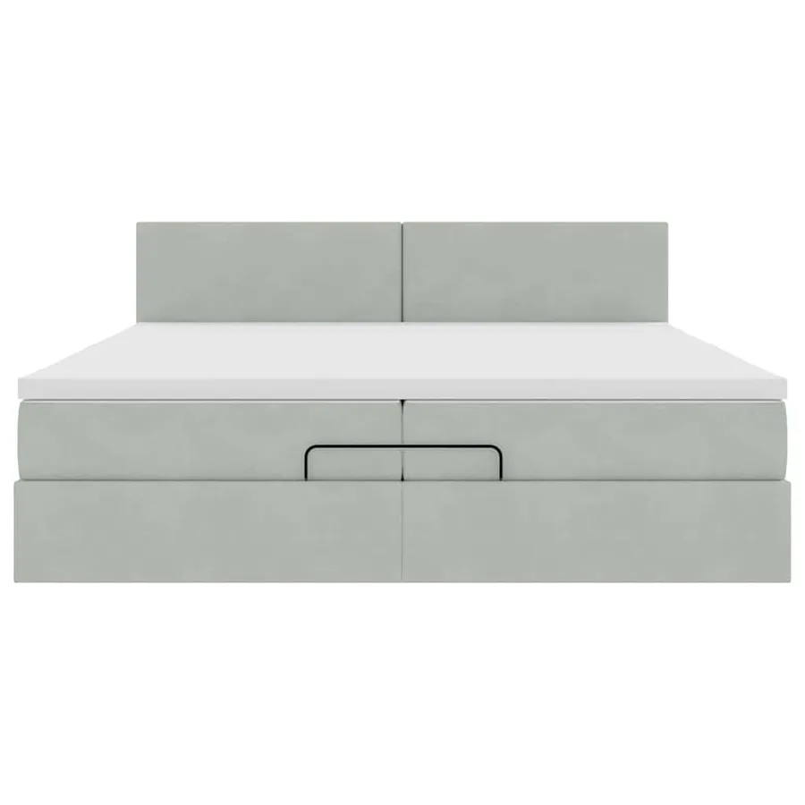 Cadre de lit ottoman avec matelas gris clair 200x200 cm velours - 7