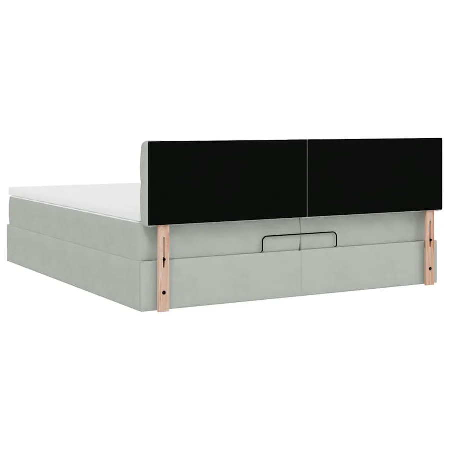 Cadre de lit ottoman avec matelas gris clair 200x200 cm velours - 11