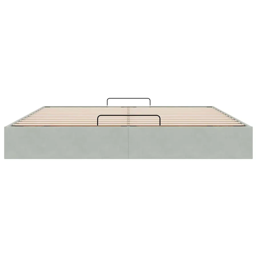 Cadre de lit ottoman sans matelas gris clair 200x200 cm velours - 7